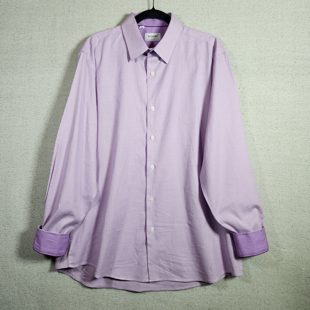 Duchamp Lavender Men's XL 17 1/2 44 Long Sleeve Button Down Shirt Flip Cuff - Picture 1 of 12
